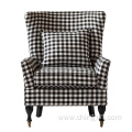 Black & White Plaid Arm Chair with Casters